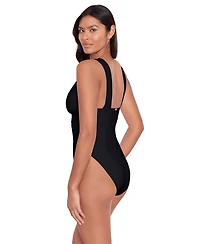 Lauren Ralph Modern V Neck One Piece Swimsuit