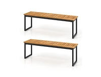 Set of 2 Patio Dining Bench for 2-3 Person Indoor Outdoor