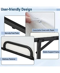 Heavy Duty Foldable Bed Metal Guest Bed Daybed with 4 inch Mattress Memory Foam