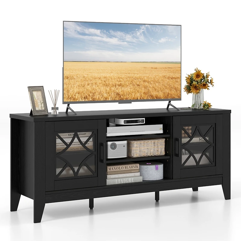 Farmhouse Tv Stand for TVs with Up to 4 Adjustable Shelves and Storage Space