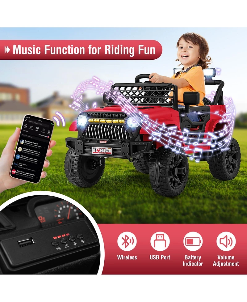 12V Kids Ride on Truck Car with Parental Remote and Music Player