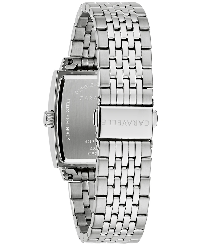 Caravelle Men's Classic Diamond Accent Stainless Steel Bracelet Watch 33mm
