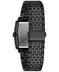 Caravelle Men's Classic Diamond Accent Black-Tone Stainless Steel Bracelet Watch 33mm