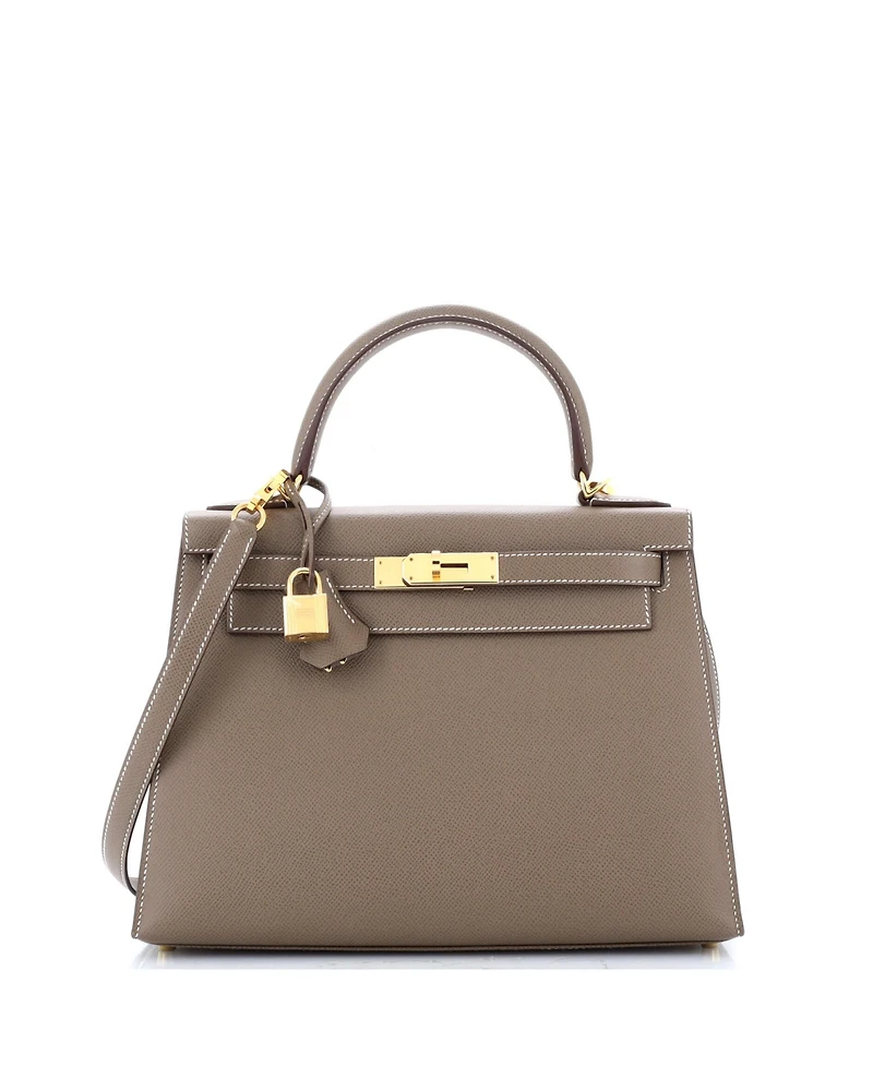 Pre-Owned Hermes Kelly 28 Handbag Grey Epsom with Gold Hardware