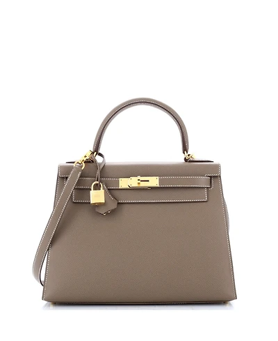 Pre-Owned Hermes Kelly 28 Handbag Grey Epsom with Gold Hardware