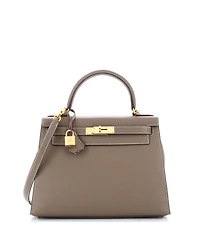 Pre-Owned Hermes Kelly 28 Handbag Grey Epsom with Gold Hardware