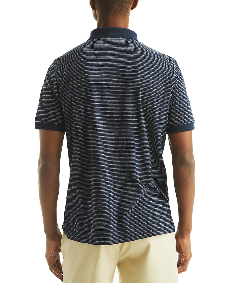 Nautica Men's Short Sleeve Textured Striped Polo Shirt