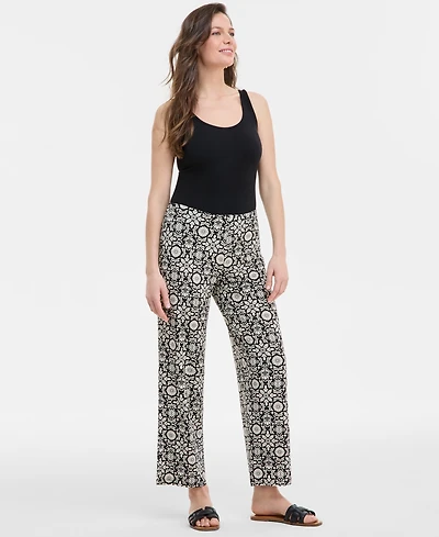 Jm Collection Women's Printed Wide-Leg Pull-On Pants