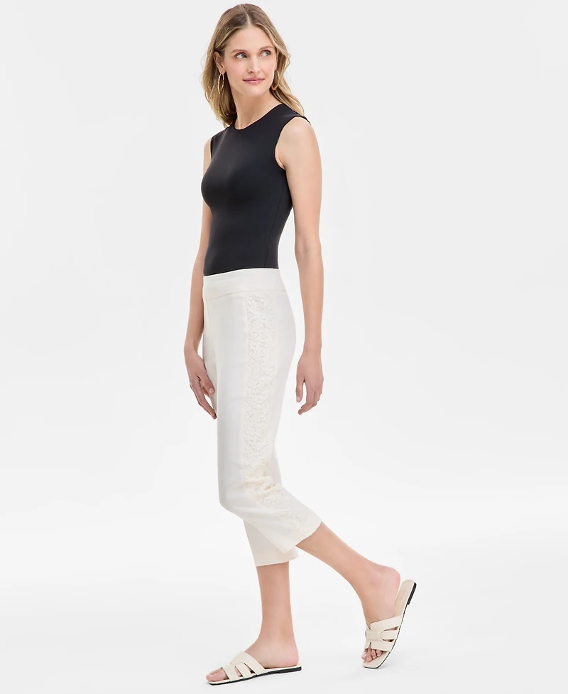 Jm Collection Women's Side Lace-Trim Capri Pants, Exclusively at Macy's