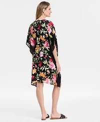 Jm Collection Women's Printed V-Neck Tie-Waist Kaftan Dress, Exclusively at Macy's
