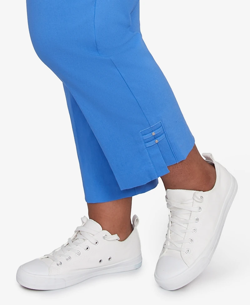 Hearts Of Palm Plus It Had To Be Blue Solid Tech Stretch Pull On Capri Pants
