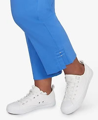 Hearts Of Palm Plus It Had To Be Blue Solid Tech Stretch Pull On Capri Pants