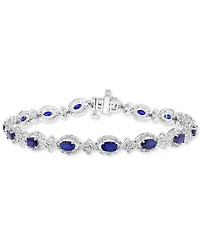 Effy Collection Diamond (1/2 ct. t.w.) & Blue Sapphire (4-1/4 ct. t.w.) Bracelet in Sterling Silver