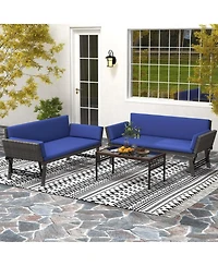 Outdoor Convertible Sofa Daybed with Adjustable Armrests Removable Cushions