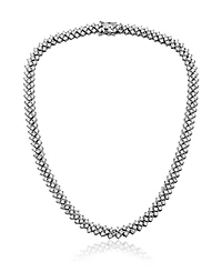 Sterling Silver White Gold Plated with Clear Cubic Zirconia Braided Tennis Necklace