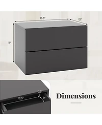 Floating Nightstand with Drawers and Storage Shelf