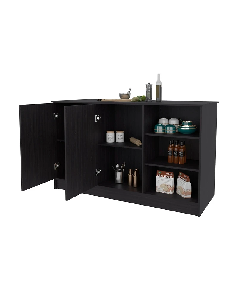 Fm Furniture Red Rock Kitchen Island with 2 Doors and Open Storage, Wengue