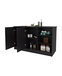 Fm Furniture Red Rock Kitchen Island with 2 Doors and Open Storage, Wengue