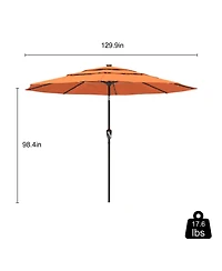 11 Ft Patio Umbrella with Solar Led lights Outdoor Tilt Large Table Market for Poolside Deck Garden Backyard, Orange