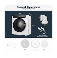 2.6 Cu.ft Compact Clothes Dryer with Touch Panel and 2 Modes