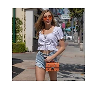 Susu Studded Small Leather Crossbody Bag Orange Purse Cute Handbag Women's Handbag with Top Handle