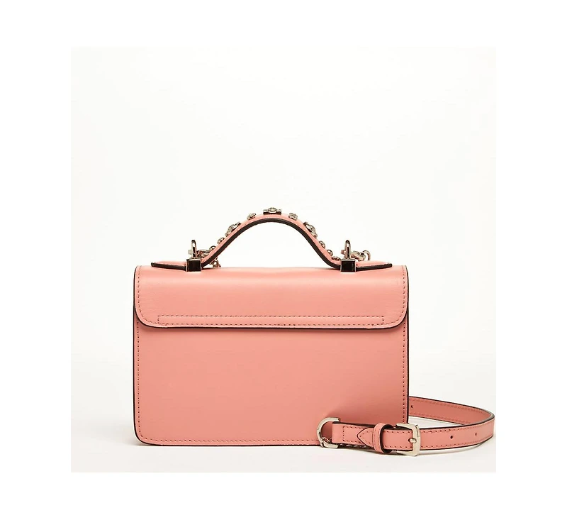 Susu Women s Pink Embellished Crossbody Bag Studded Shoulder Purse with Chain Strap and Top Handle, Statement Designer Handbag for Evening & Casual Ou