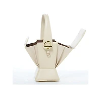 Susu Cream Leather Bucket Bag Off White Unique Leather Crossbody Purse Women's Handbag