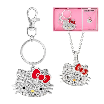 Hello Kitty Crystal Necklace & Keychain Gift Set
