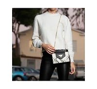 Susu Mini Crossbody Bag Small Leather Snakeskin Black Purse Wristlet Women's Handbag