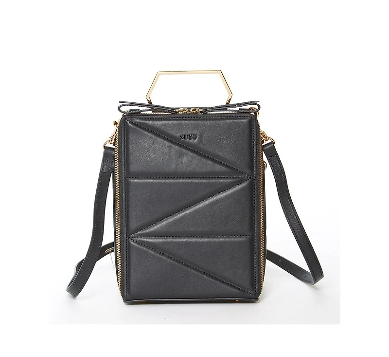 Susu Black Leather Backpack Purse for Women – Unique Convertible Medium Crossbody Bag with Top Handle