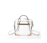 Susu White Leather Backpack Purse Convertible Medium Crossbody Bag for Women with Front and Back Pockets