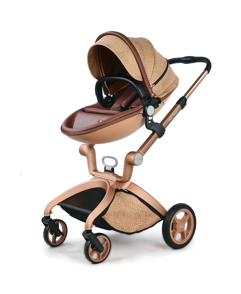 Baby Stroller: Height-Adjustable Seat and Reclining Carriage with Four-Wheel Shock Absorption, Bidirectional, Elevated View, Stylish Stroller