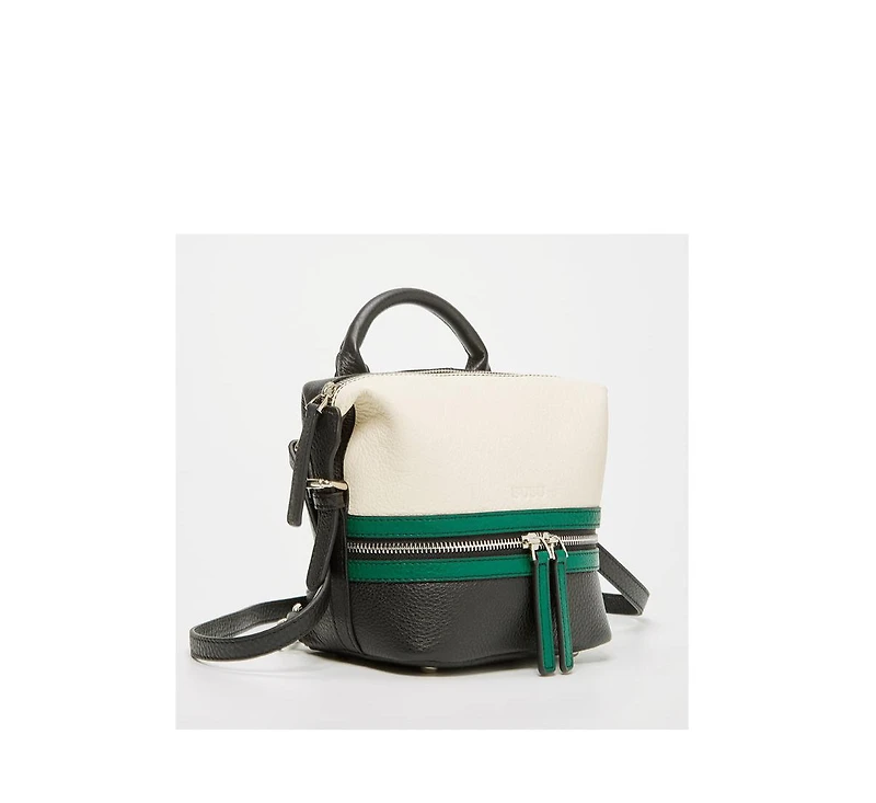Susu Black Leather Backpack Purse for Women Convertible Crossbody Bag Medium Size Bag with Front and Back Pockets
