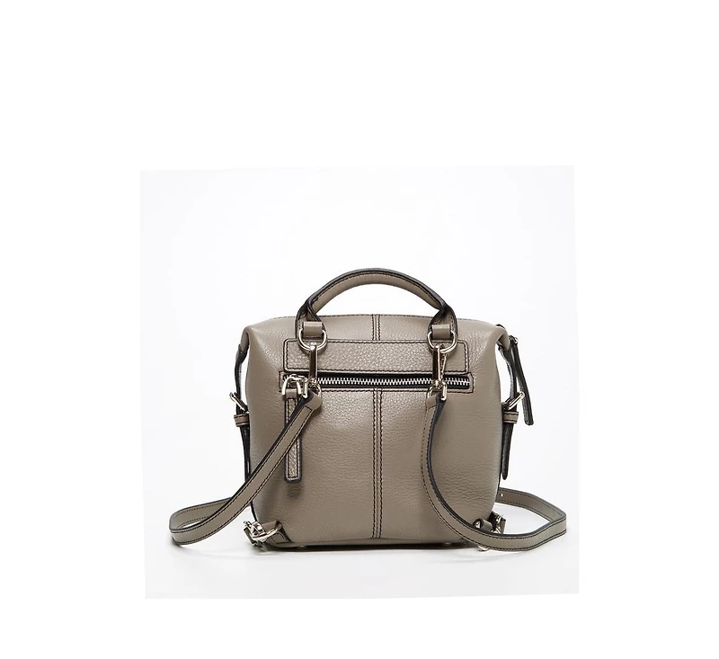 Susu Gray Leather Backpack Purse for Women Convertible Crossbody Bag Medium Size with Front and Back Pockets