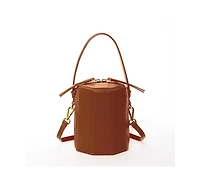 Susu Chocolate Brown Leather Bucket Bag Small Crossbody Purse Women's Handbag
