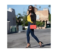 Susu Leather Shoulder Bag with Chain Strap, Medium Size Crossbody Bag Red Purse