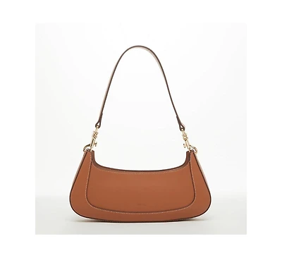 Susu Leather Baguette Bag Brown Purse 90s Small Shoulder Bag East West Y2K Underarm Bag Trendy Handbag for Everyday & Evening