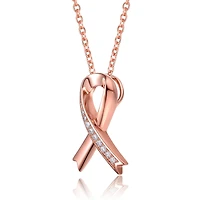 Sterling Silver 18K Rose Gold Plated with Clear Cubic Zirconia Loop Necklace