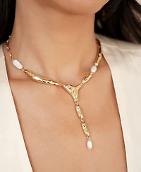 Ettika Liquid Melt and Cultivated Pearl Lariat Necklace