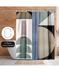 71x74 Modern Abstract Shower Curtain - 100% Polyester - Water-Resistant Bath Curtain