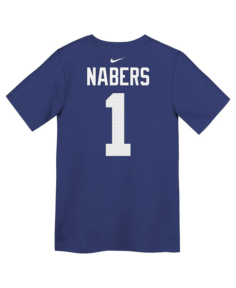 Nike Preschool Malik Nabers Royal New York Giants Name Number T-Shirt