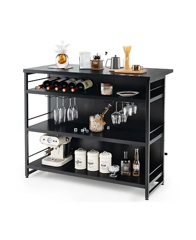 Kitchen Island with 4-Tier Storage Shelf and Long Footrest Stylish and Functional Home Storage Solution