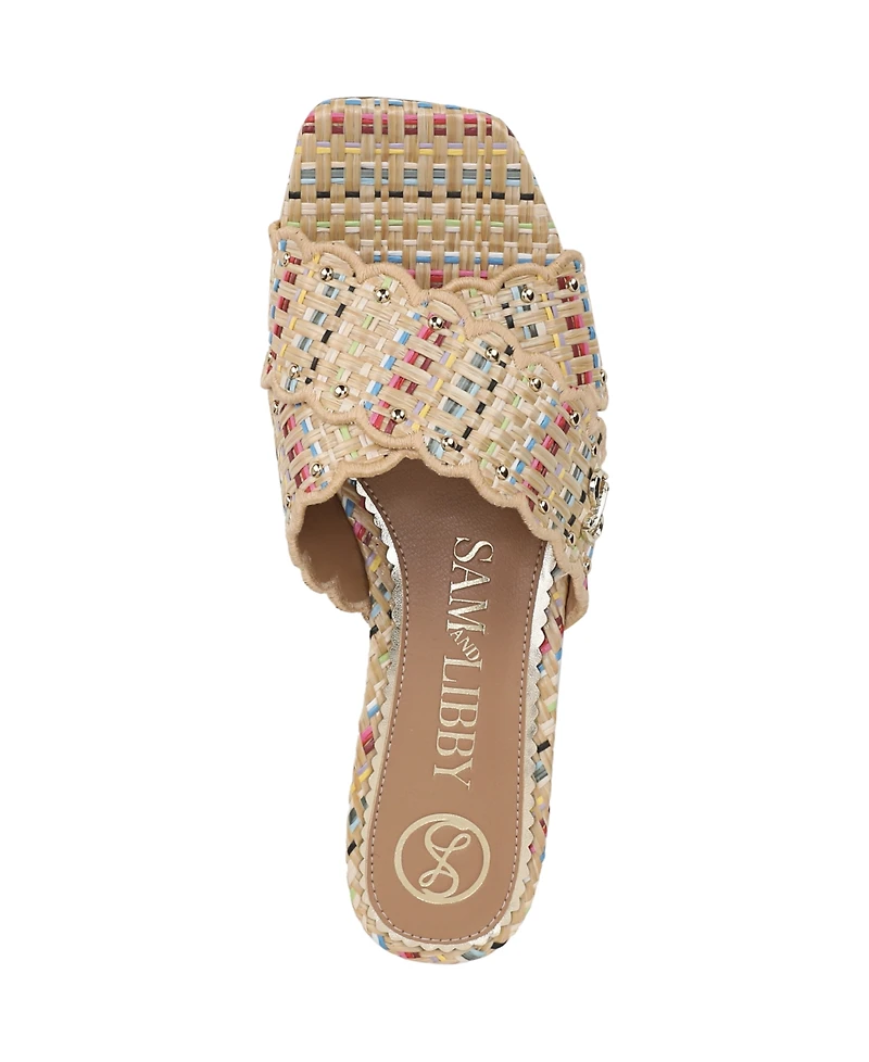 Sam and Libby Women's Khalia Crisscross Block Heel Slide Flat Sandals