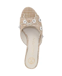 Sam and Libby Women's Ollie Fleur Flower Kitten Heel Slide Dress Sandals