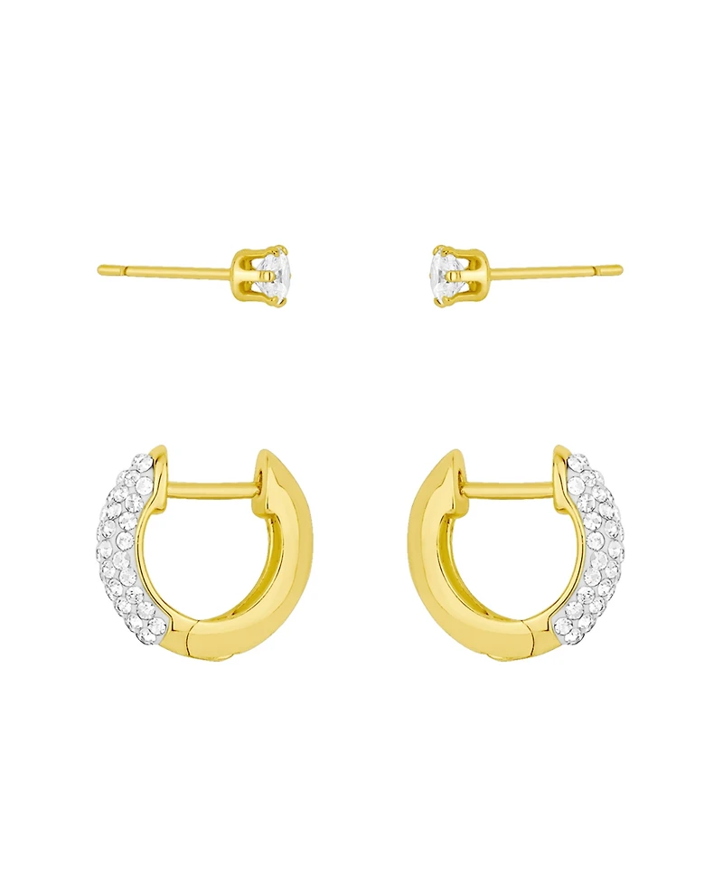 and Now This Clear Crystal Hoop Stud Duo Earrings Set