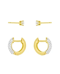 and Now This Clear Crystal Hoop Stud Duo Earrings Set