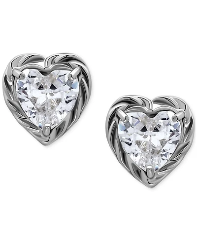Giani Bernini Cubic Zirconia Heart Rope Frame Stud Earrings, Exclusively at Macy's