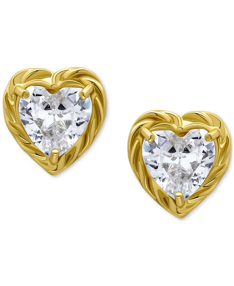 Giani Bernini Cubic Zirconia Heart Rope Frame Stud Earrings, Exclusively at Macy's