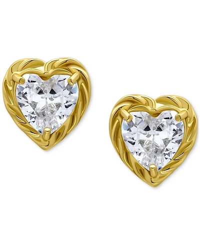 Giani Bernini Cubic Zirconia Heart Rope Frame Stud Earrings, Exclusively at Macy's