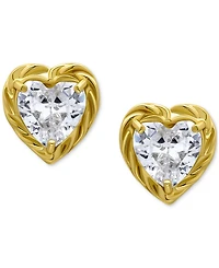 Giani Bernini Cubic Zirconia Heart Rope Frame Stud Earrings, Exclusively at Macy's